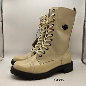 HARLEY DAVIDSON WOMEN'S 7.5 WALSEN LIGHT BEIGE MOTORCYCLE BOOTS D87257
